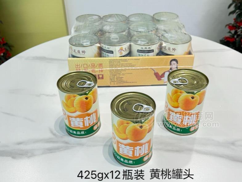 王员外黄桃罐头礼盒装425g*12瓶