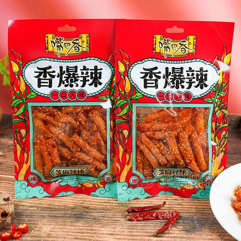 嘴巴香香爆辣芝麻辣棒辣條調(diào)味面制品休閑食品校園零食袋裝招商80g