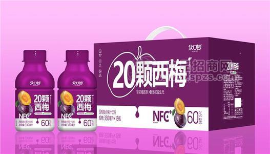 众口妙20颗西梅汁饮料330毫升膳食纤维益生元饮料