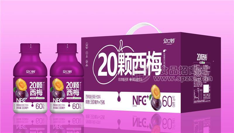 眾口妙20顆西梅汁飲料330毫升膳食纖維益生元飲料