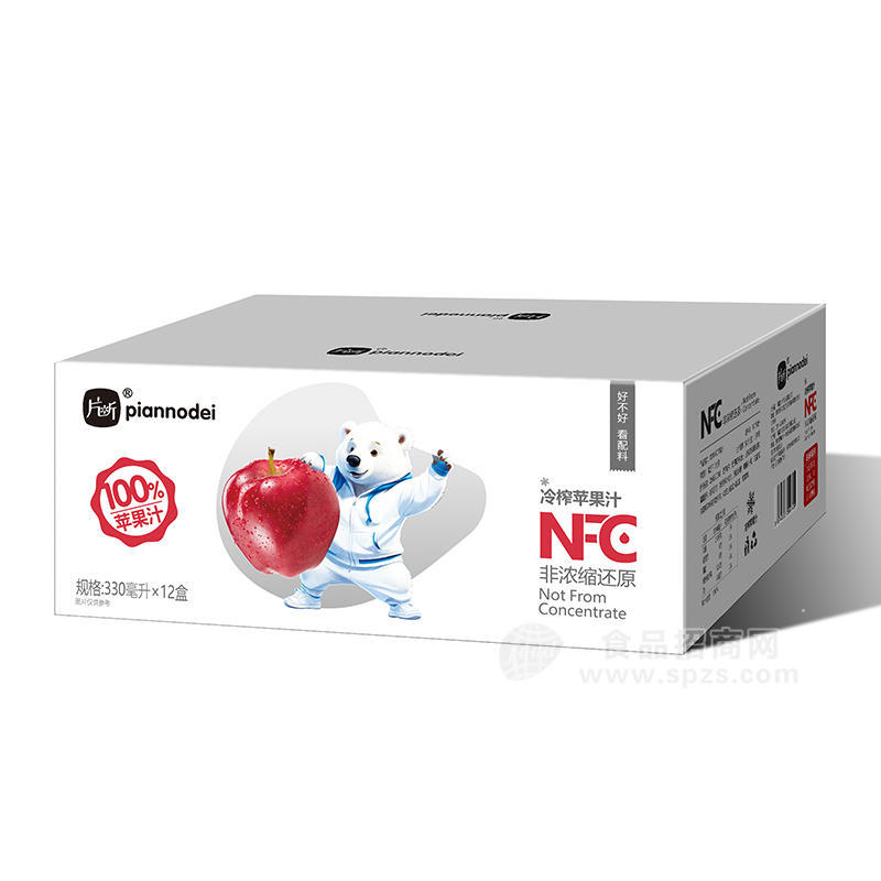 片断NFC冷榨100%苹果汁饮料盒装招商330毫升×12盒 