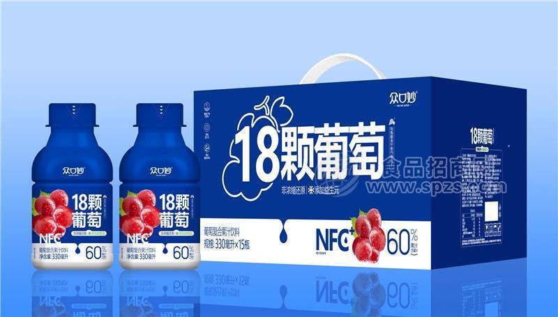 眾口妙18顆葡萄汁飲料330ml果汁含量60%