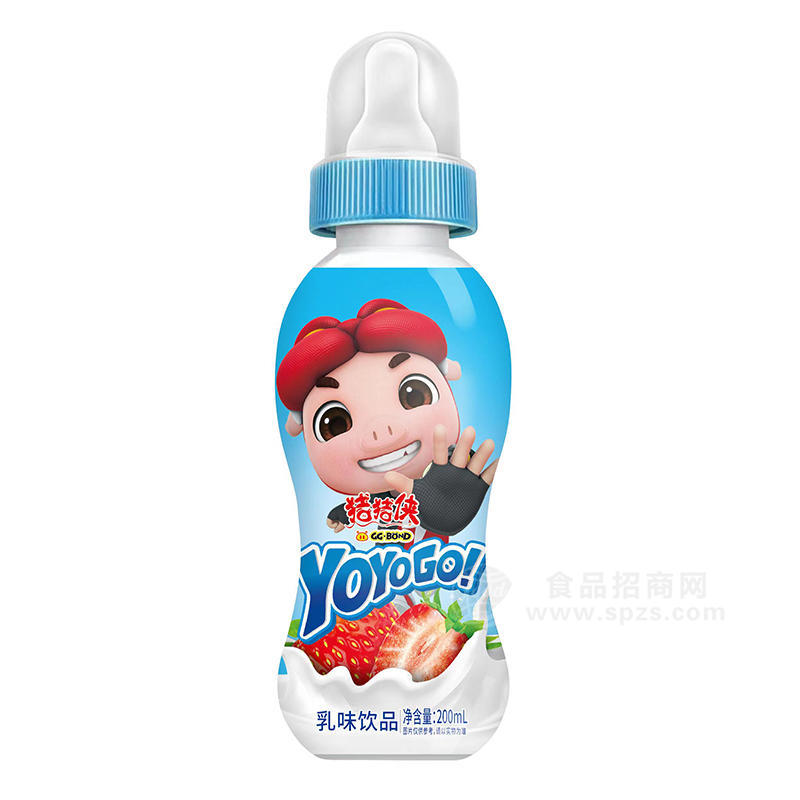 妙奇豬豬俠乳味飲品草莓味瓶裝招商200ml