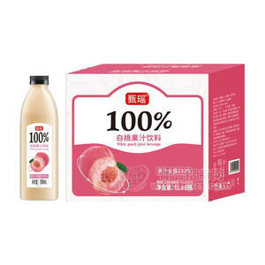 甄瑤100%白桃果汁飲料1LX8瓶