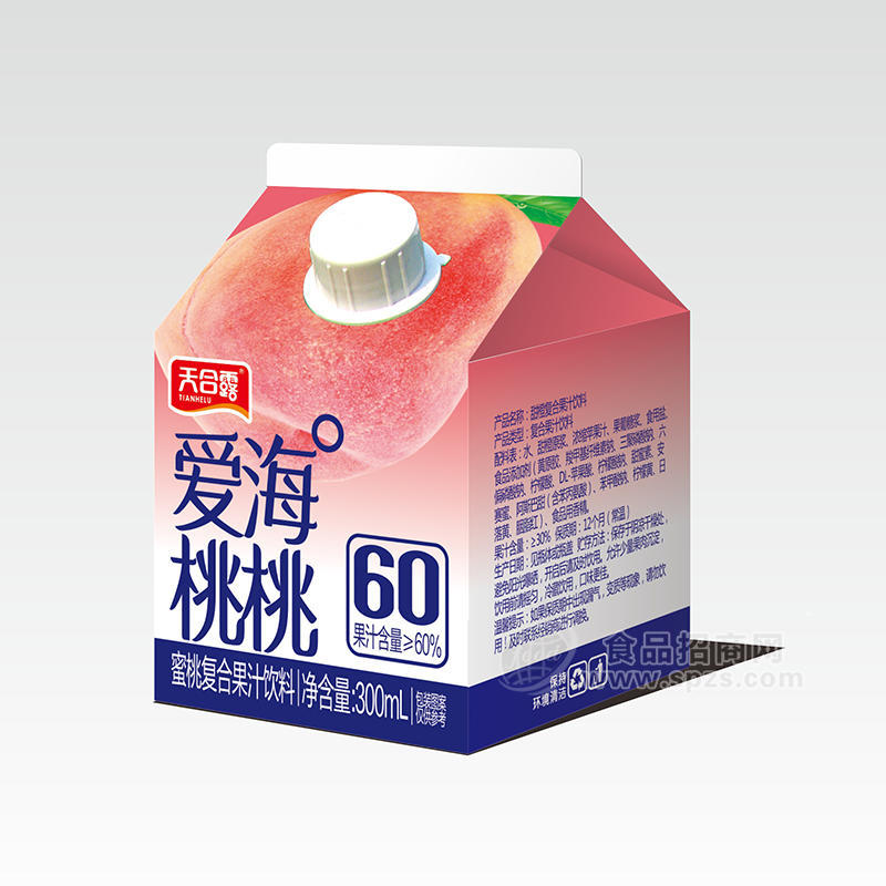 天合露愛海桃桃蜜桃復(fù)合果汁飲料屋頂裝招商300ml