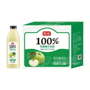 甄瑤100%蘋(píng)果果汁飲料1LX8瓶