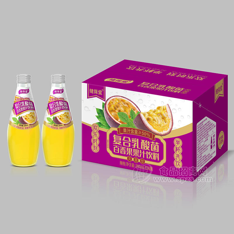健保堂复合乳酸菌百香果果汁饮料箱装招商280ml×20瓶