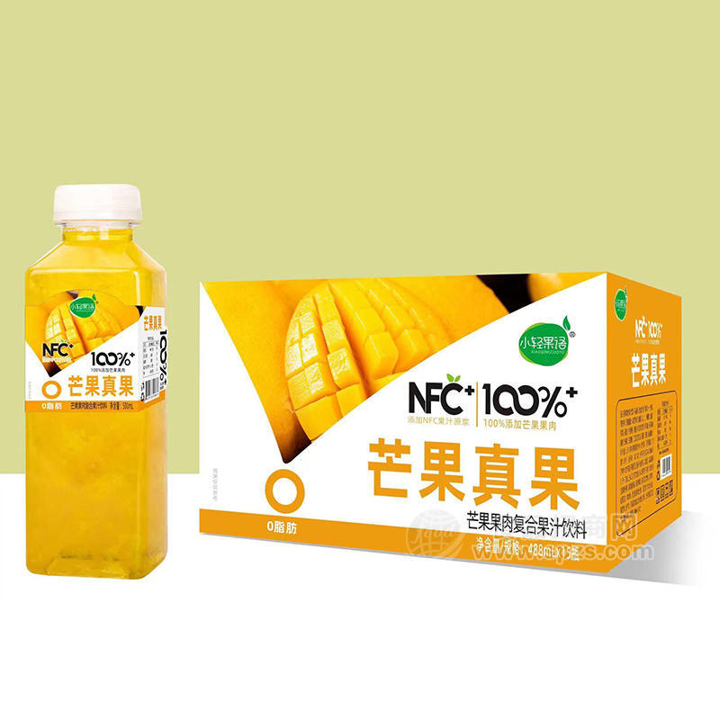 小轻果语芒果果肉复合果汁饮料箱装招商488ml×15瓶