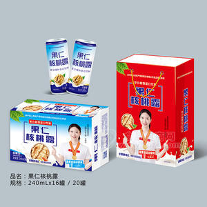 龐迪果仁核桃露復(fù)合植物蛋白飲料易拉罐箱裝招商240ml×16罐