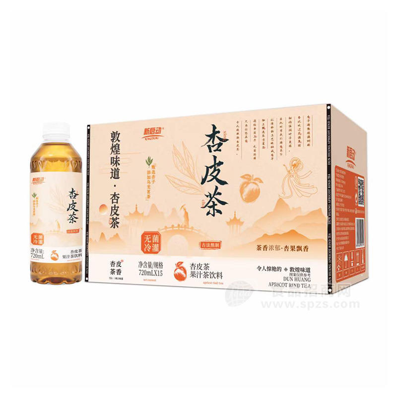新启动杏皮茶果汁茶饮料720mlx15瓶