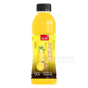 众口妙冷榨菠萝复合果汁饮料瓶装招商550ml