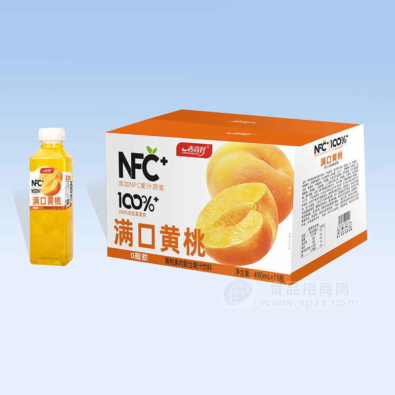 春尚好黄桃果肉复合果汁饮料490mlx15瓶