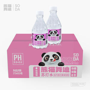 熊貓舞迪玫瑰味蘇打水無汽蘇打果味飲料375mlx24瓶