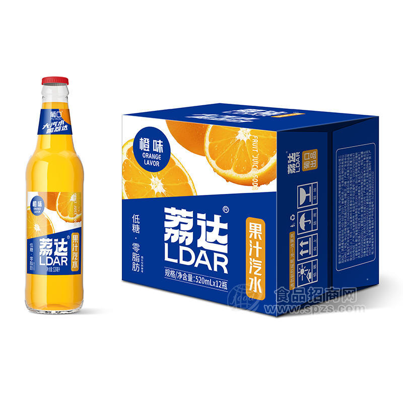 荔達果汁汽水橙味箱裝招商520ml×12瓶