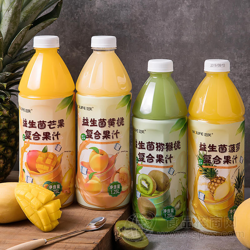 迈芙益生菌黄桃芒果猕猴桃菠萝口味复合果汁饮料1.25L