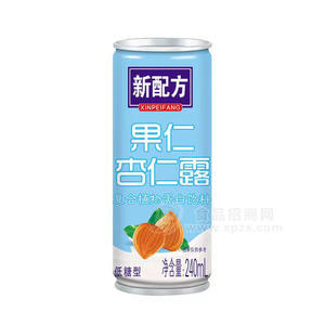 新配方果仁杏仁露復(fù)合植物蛋白飲料低糖罐裝招商240ml