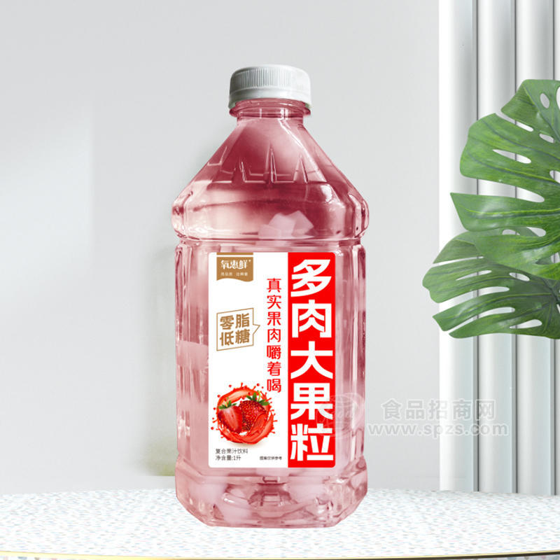 氧惠鮮低脂低糖草莓味復合果汁飲料瓶裝招商1升