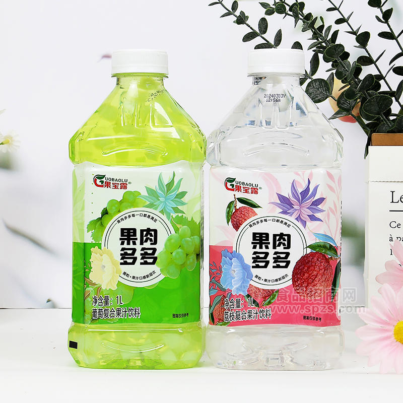 果宝露果肉多多复合果汁饮料瓶装招商1L