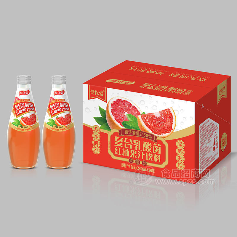 健保堂复合乳酸菌红柚果汁饮料箱装招商280ml×20瓶