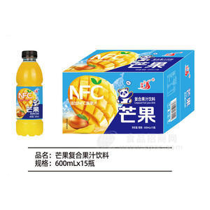 九州華洋NFC芒果復(fù)合果汁飲料600mlx15瓶