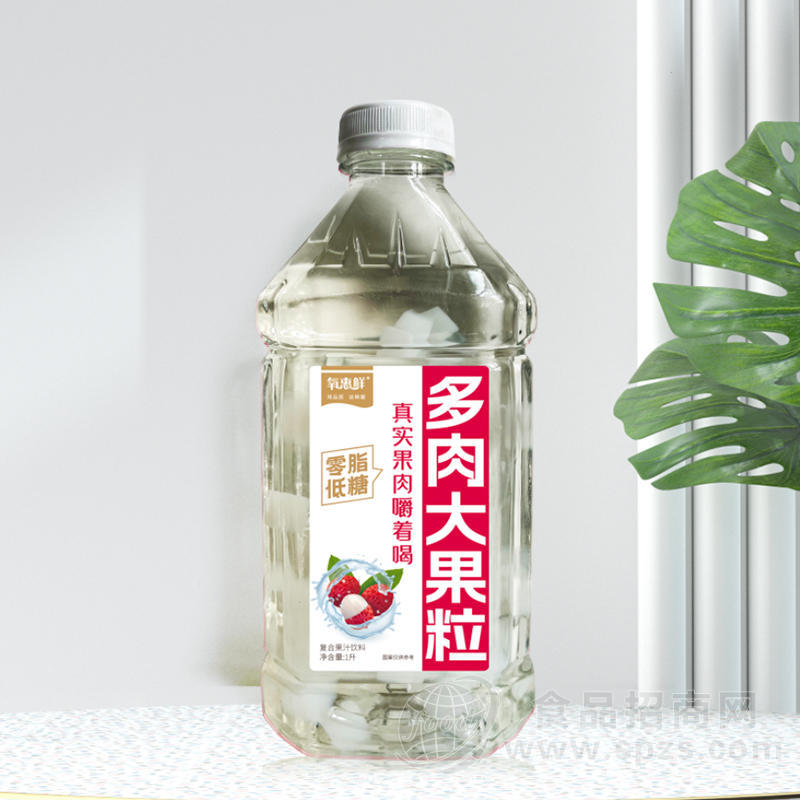 氧惠鲜低脂低糖荔枝味复合果汁饮料瓶装招商1升