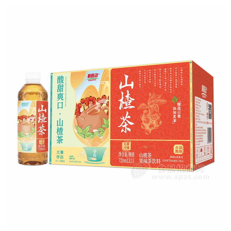 新启动山楂茶果味茶饮料720mlx15瓶