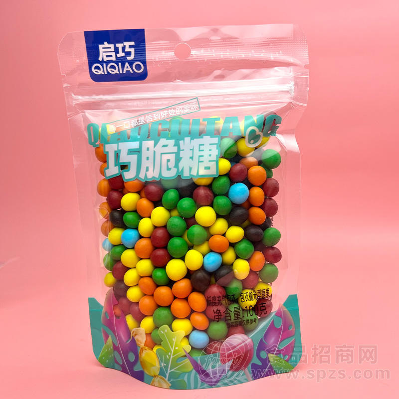 启巧巧脆糖包衣抛光型糖果袋装招商100g