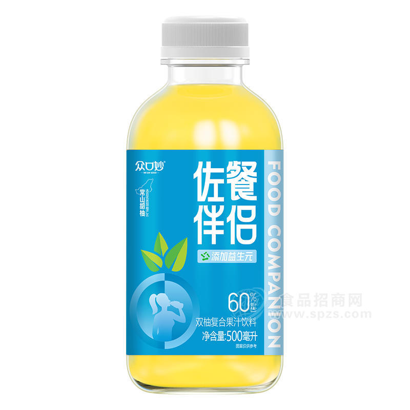 众口妙佐餐伴侣双柚复合果汁饮料瓶装招商500ml