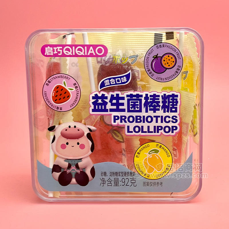 启巧益生菌棒糖混合口味硬质糖果盒装招商92g
