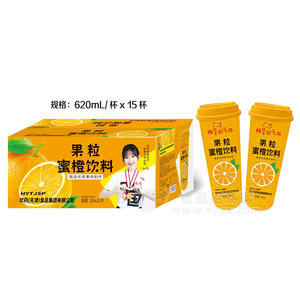 果粒蜜橙杯装饮料箱装招商620ml×15杯