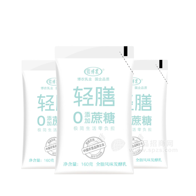 博农轻膳0蔗糖酸奶160克全脂发酵