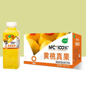 小轻果语黄桃果肉复合果汁饮料箱装招商488ml×15瓶