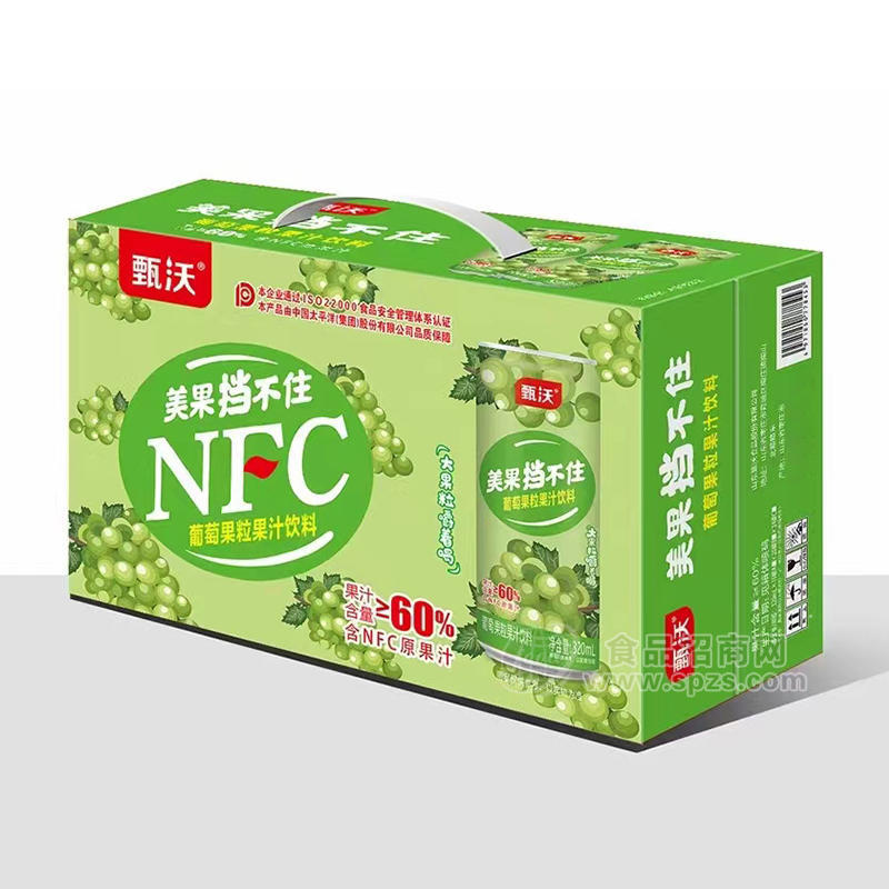 甄沃美果挡不住NFC葡萄果粒果汁饮料箱装320ml招商