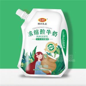 博農(nóng)濃縮酸牛奶發(fā)酵乳愛克林袋裝180克自立袋零蔗糖