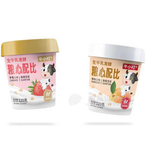 牛小叮草莓黄桃燕麦果肉酸奶盒装招商320克