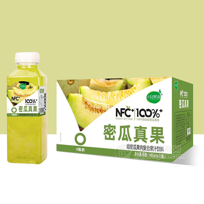 小轻果语哈密瓜果肉复合果汁饮料箱装招商488ml×15瓶