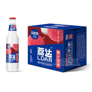 荔達(dá)果汁汽水荔枝味箱裝招商520ml×12瓶