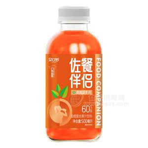 眾口妙佐餐伴侶血橙復(fù)合果汁飲料瓶裝招商500ml