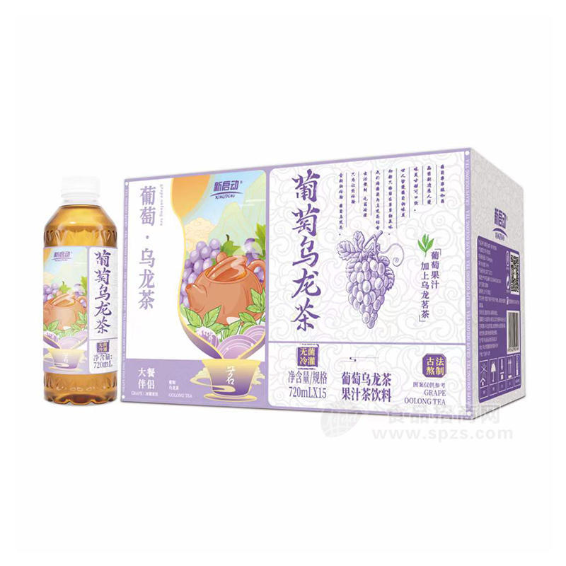 新启动葡萄乌龙茶果汁茶饮料720mlx15瓶