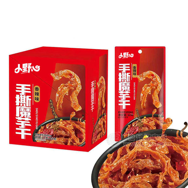 ·小野心香辣味手撕魔芋干休闲零食盒装招商12g×20包 