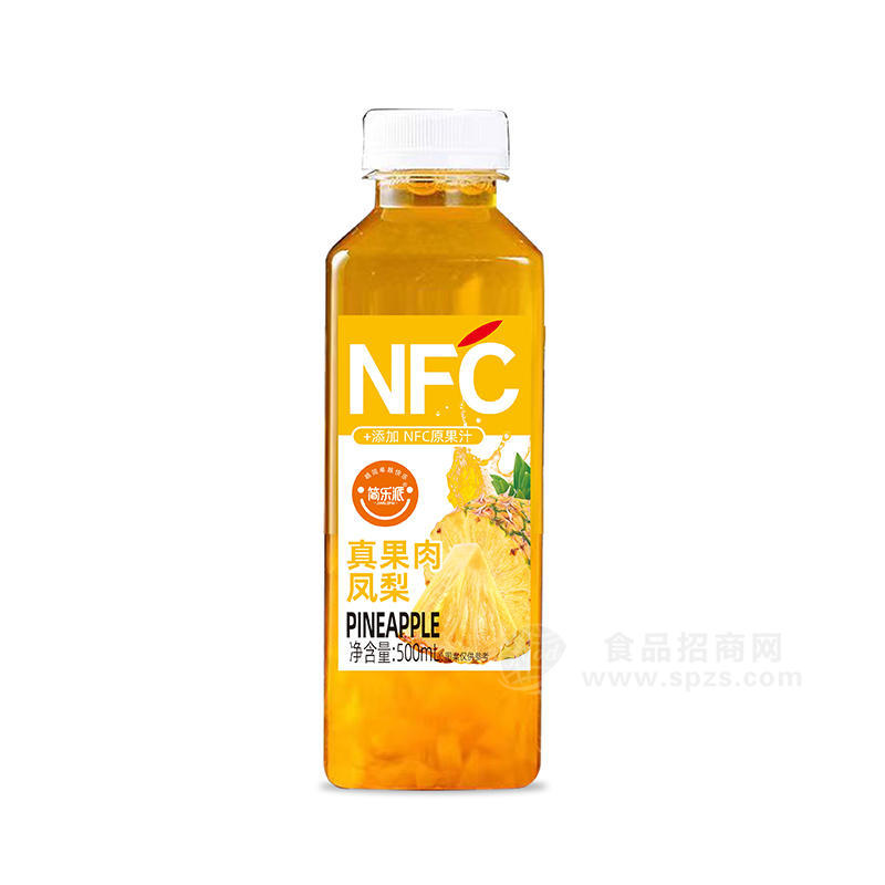 简乐派真果肉凤梨NFC原果汁饮料瓶装招商500ml