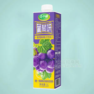 伍小福葡萄味果汁饮料瓶装招商1L