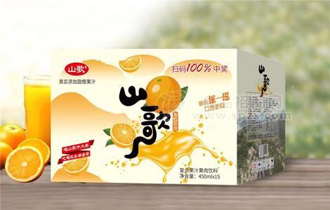 山歌甜橙复合果汁果肉饮料450ml*15