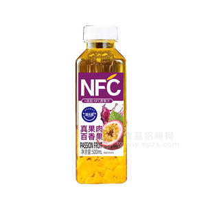 简乐派真果肉百香果NFC原果汁饮料瓶装招商500ml