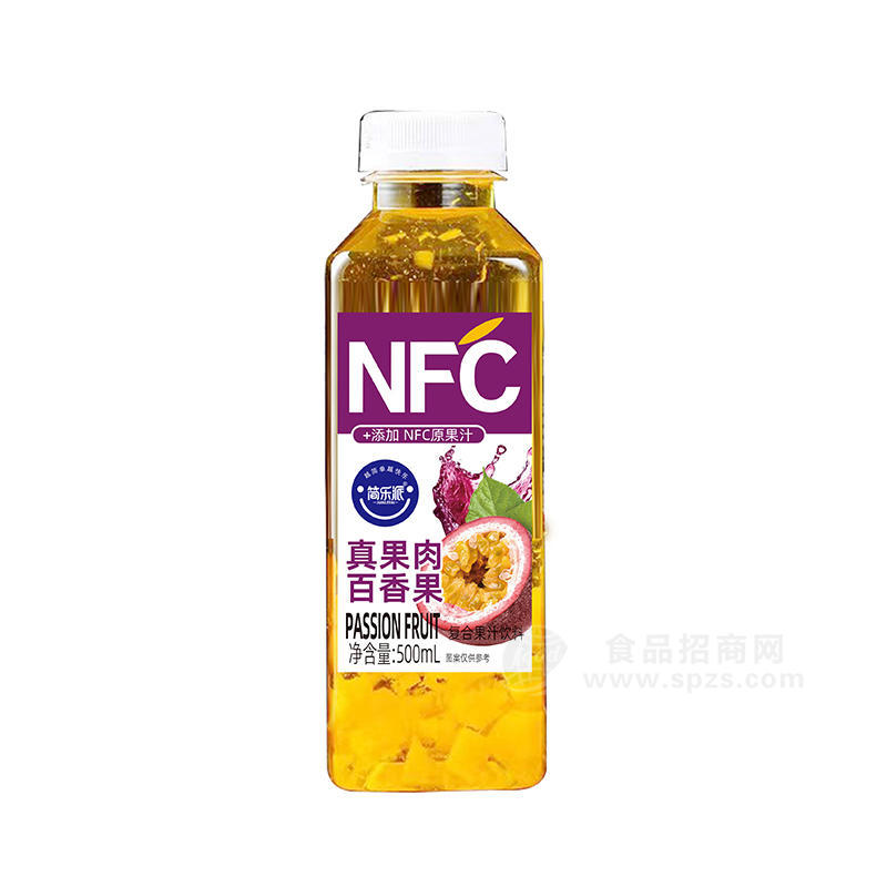 简乐派真果肉百香果NFC原果汁饮料瓶装招商500ml