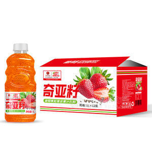 浩明奇亞籽草莓果粒復合果汁飲料箱裝招商1L×12瓶