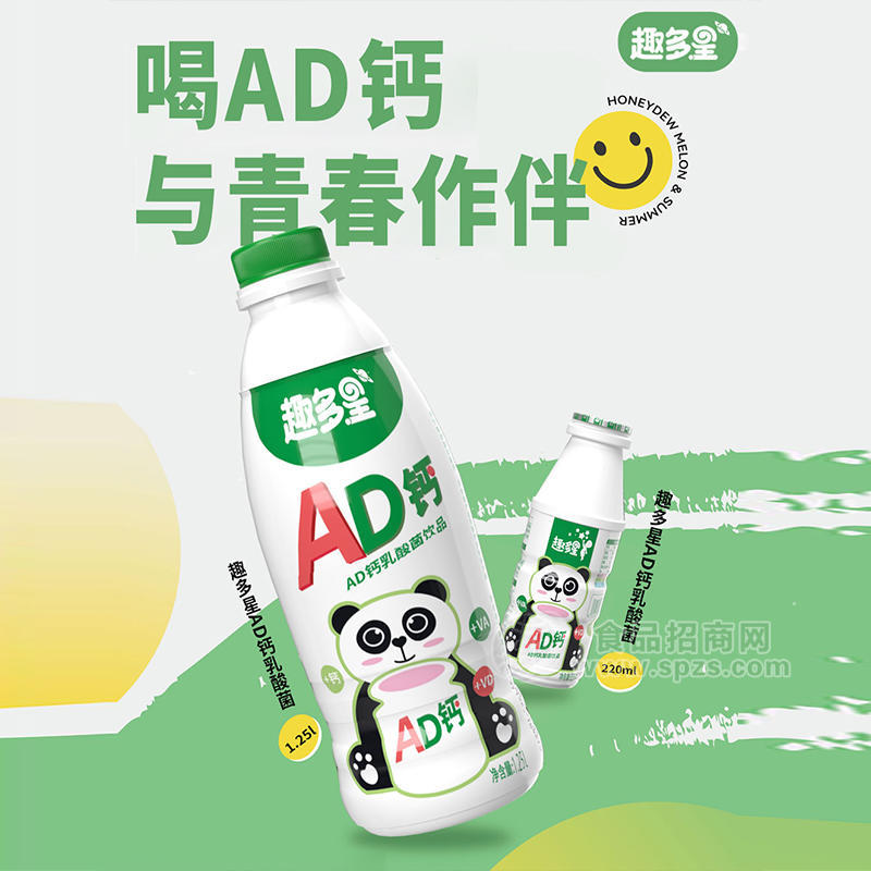 趣多星AD鈣乳酸菌風(fēng)味飲品乳飲料瓶裝招商1.25L