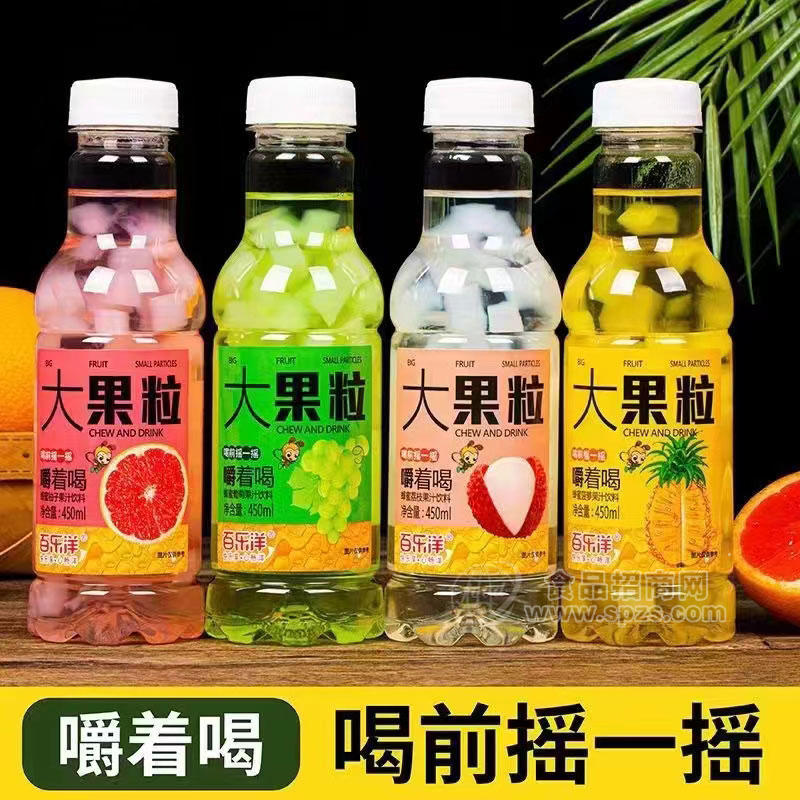 百乐洋大果粒嚼着喝果汁饮料瓶装招商450ml 