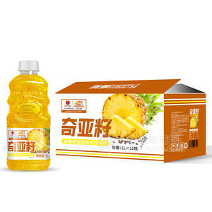 浩明奇亚籽菠萝果粒复合果汁饮料箱装招商1L×12瓶