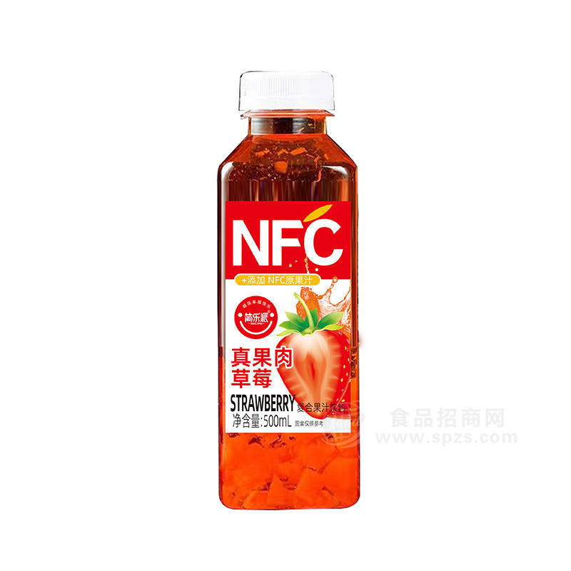 简乐派真果肉草莓NFC原果汁饮料瓶装招商500ml